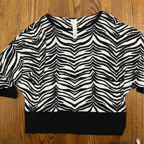 Chico's Tops - Chico's Ladies Zebra Print Blouse Black White Size 3